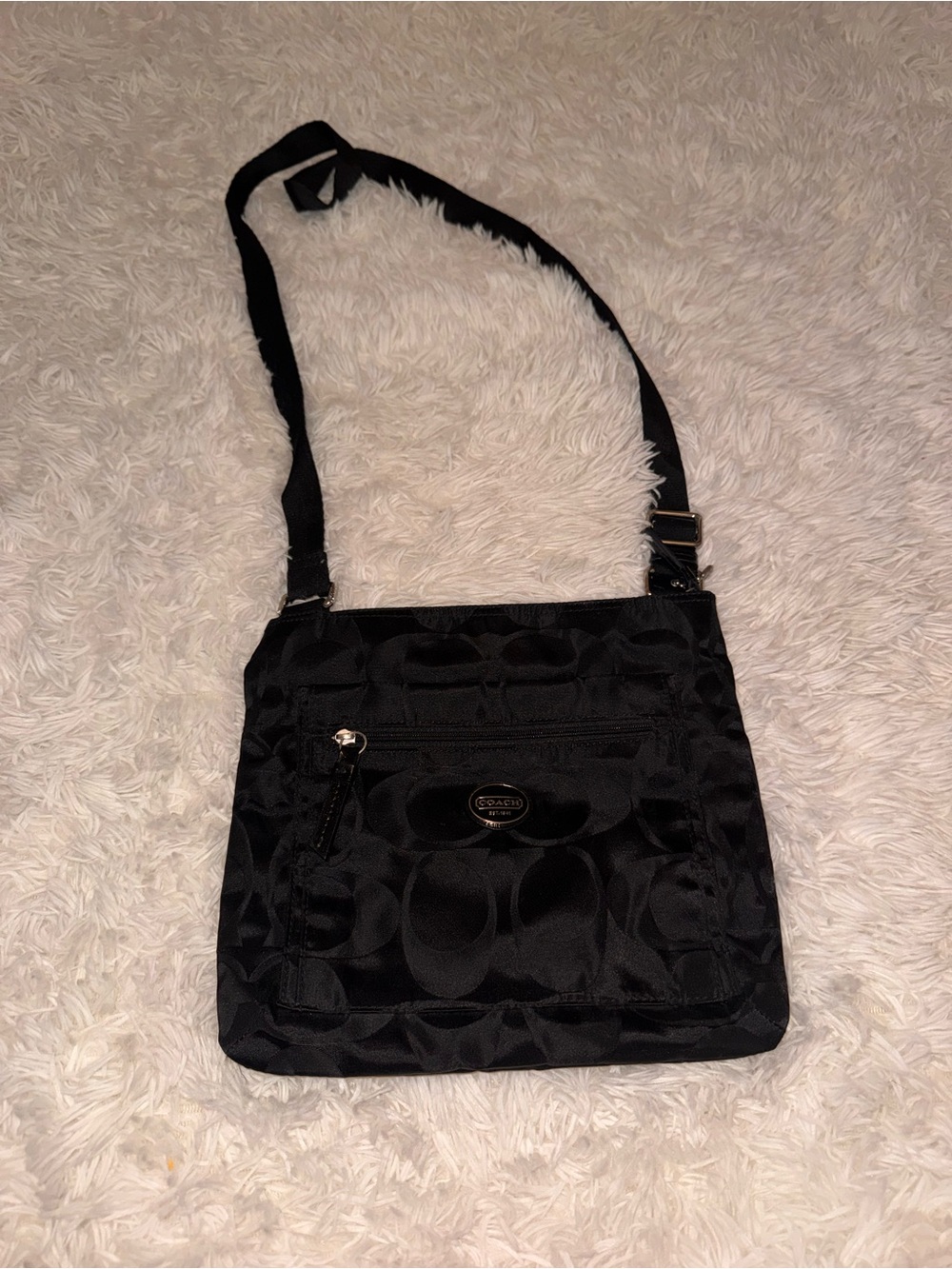 Coach Black Signature Nylon Crossbody Shoulder Bag - Picture 4 of 7
